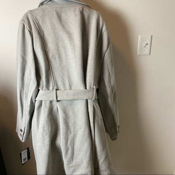 Steve Madden Plus Size Gray Belted Coat - Picture 3 of 6